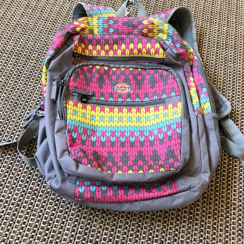 NWOT Dickies Multicolor Tribal Pattern Varsity Bckpack School Campus Work Travel